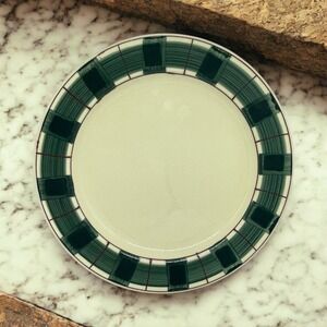 Hartstone USA Buffalo Check Dinner Plate Green Cream Plaid Stoneware 10.25in